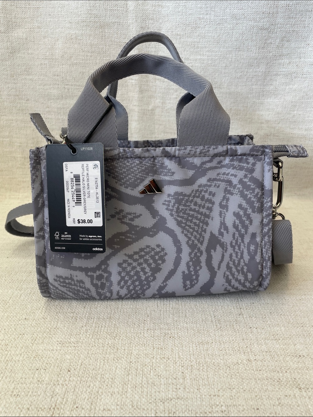 adidas Gray Patterned Mini Shoulder Tote